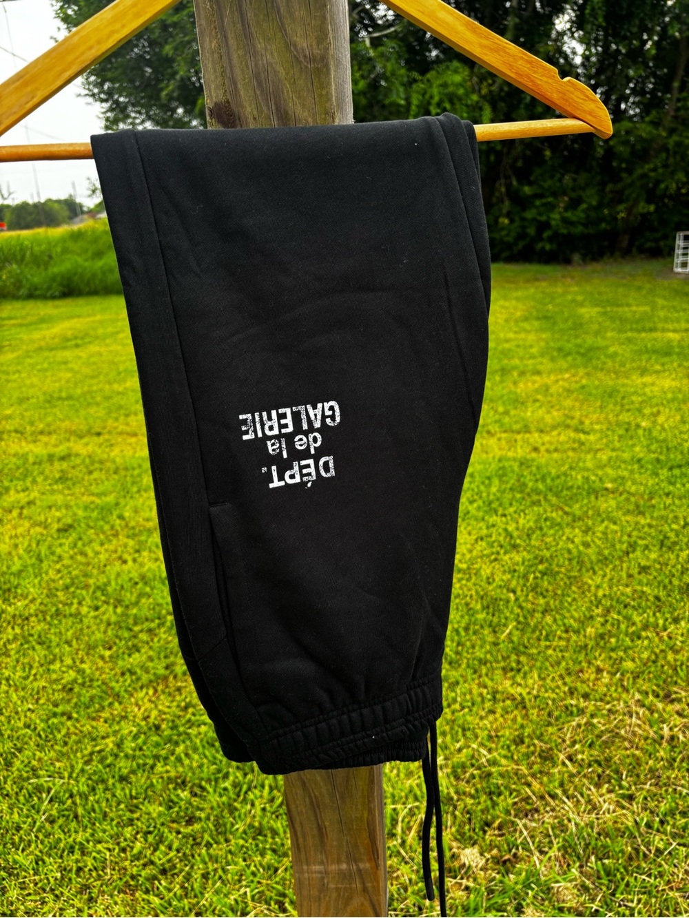 Gallery Dept Black Sweatpants with White Logo
